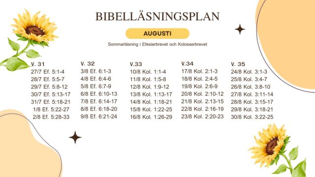 Bibelläsningsplan – Augusti